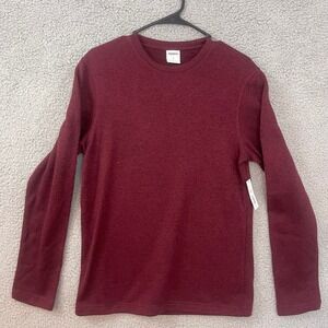 NEW Sonoma Men's Small Burgundy Maroon Marled Long Sleeve Crew‎ Neck Sweater